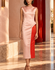 Blossom Double Face Duchess Satin Sheath Dress w/ Canopy