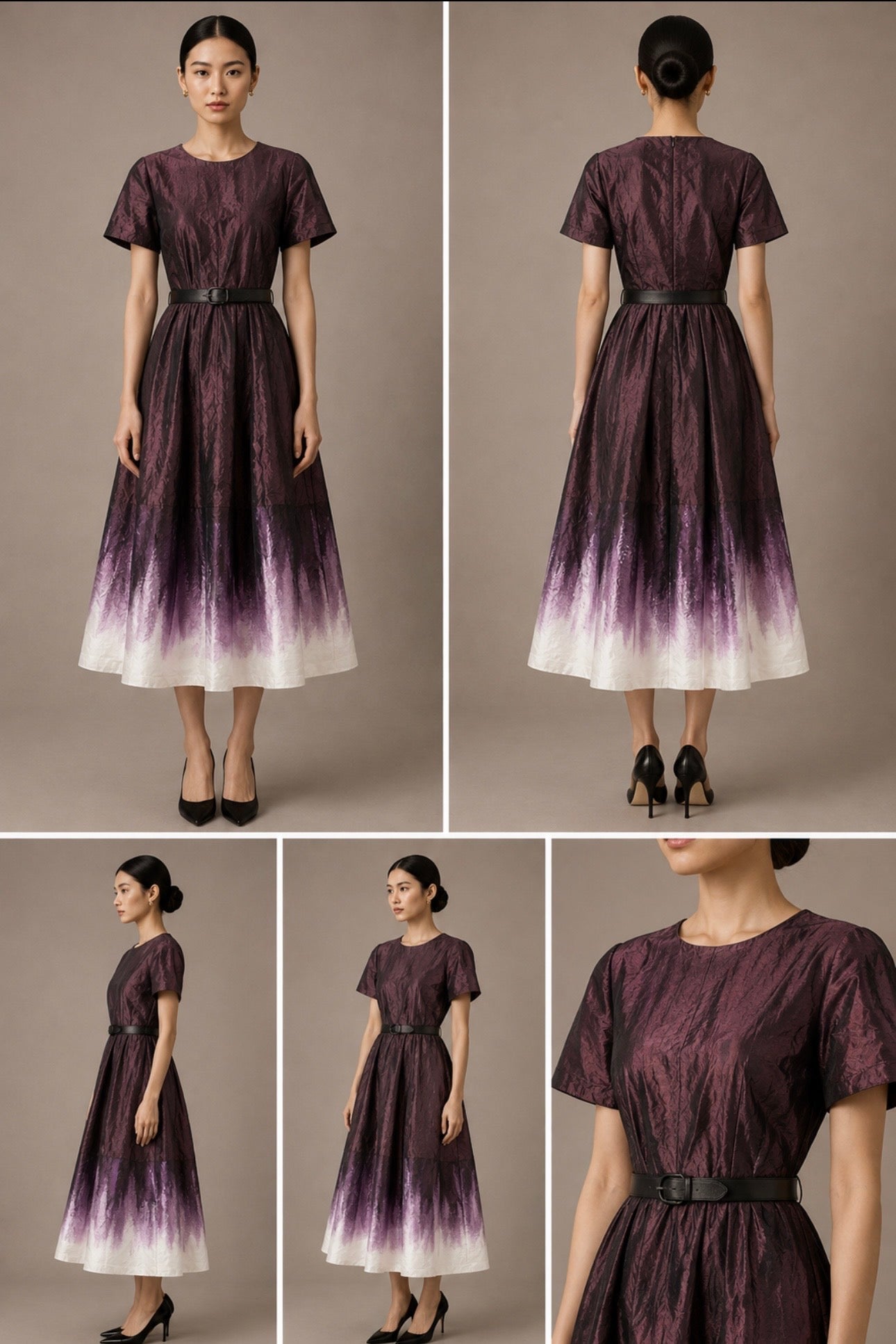 burgundy ombre dress MULTI DARK BLUE-PURPLE / 42 This elegant dress features SUEDE DARK BROWN Black And White Striped Color::#18-Dusty Rose