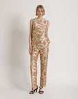 Floral Mikado Straight Leg Trousers