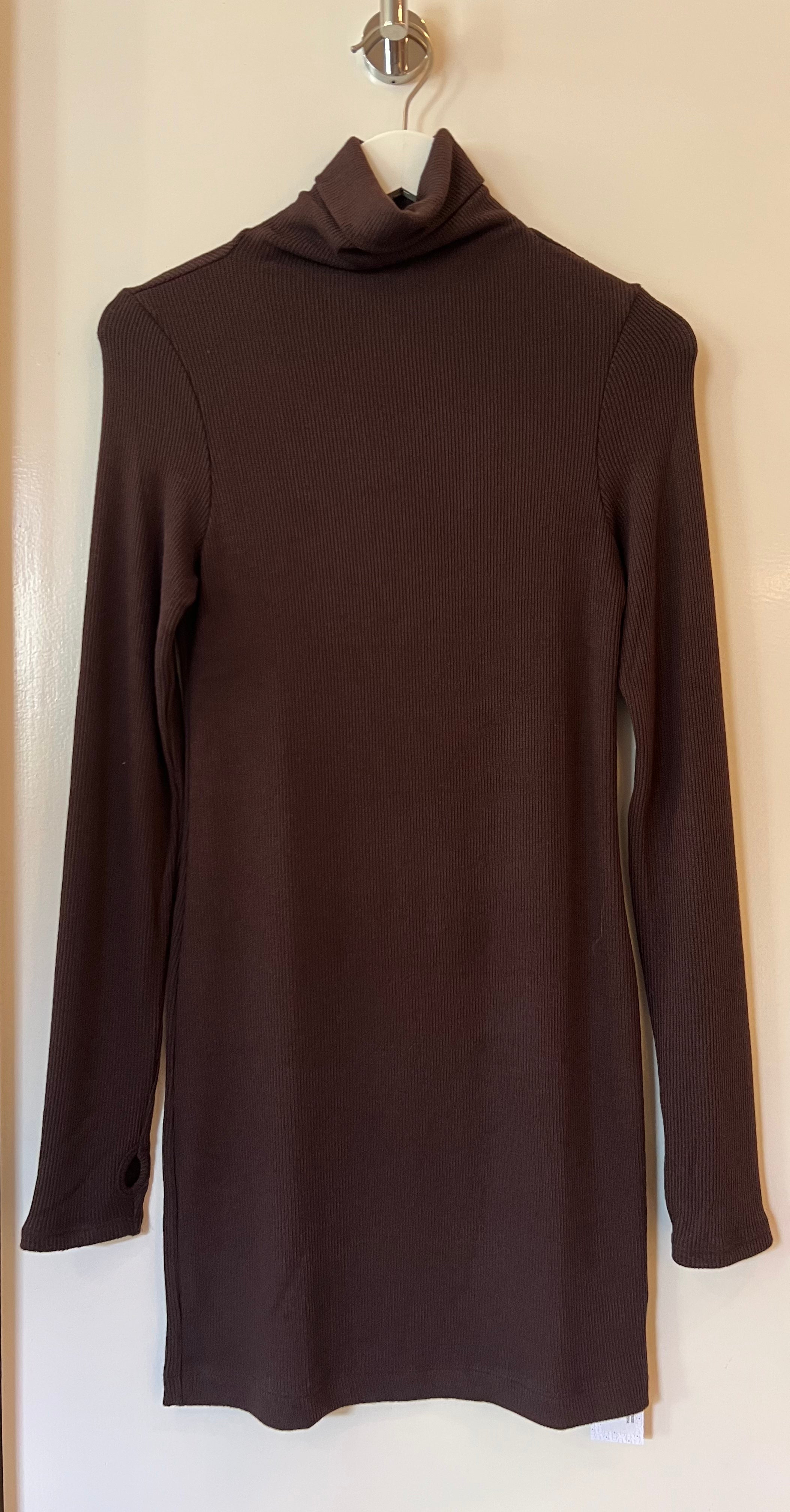 brown turtleneck mini dress KNIT / M size-40-x-30 Queen of the 60s Pant Size:46 Made in USA
