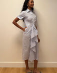 Gathered Ruffle Shirt Dress