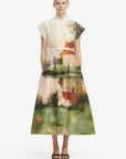Aubrey Shirt Midi Dress - Serene Print