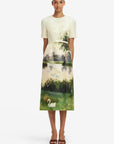 Elizabeth Jacquard Short Sleeve Midi Dress - Serene Print
