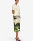 Elizabeth Jacquard Short Sleeve Midi Dress - Serene Print