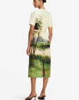 Elizabeth Jacquard Short Sleeve Midi Dress - Serene Print