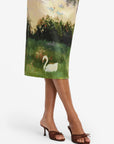 Elizabeth Jacquard Short Sleeve Midi Dress - Serene Print