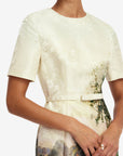 Elizabeth Jacquard Short Sleeve Midi Dress - Serene Print