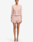 Blythe Applique Tweed Jacket - Dusty Pink