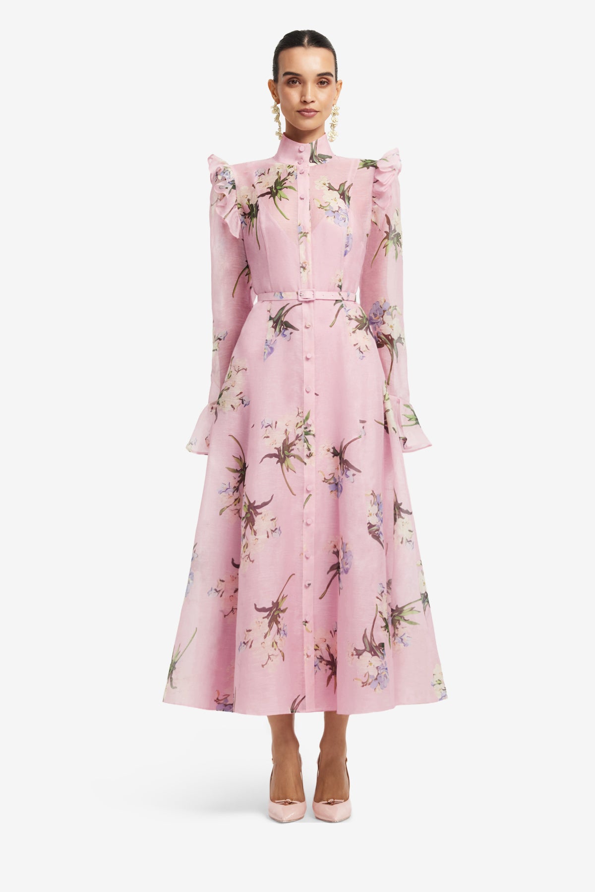 pastel midi dress with sleeves LEO LIN Women's Katrina Butterfly Sleeve - Pink - Size 14 AUS/ 10 US Womens Size:L Season-Fall 2025 Cassidy - Set: Button-Up sheer sleeves