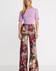 Piped Side-Zip Palazzo Pant