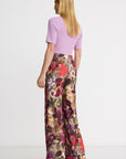 Piped Side-Zip Palazzo Pant