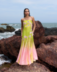 Sunset Glow Ombre Embroidered Gown