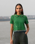 Emerald Crystal Embroidered Top