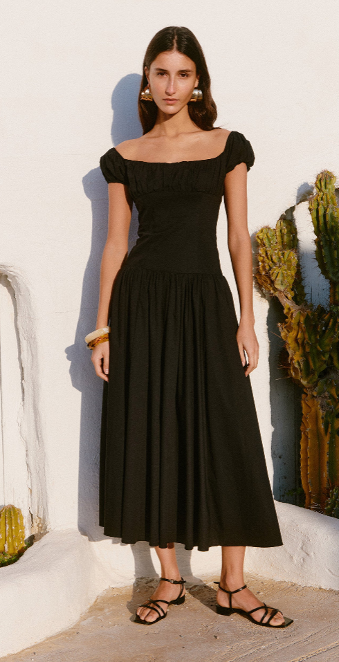 black drop waist maxi dress Black boohoo Petite Shoulder Pad