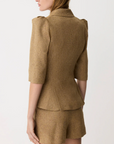 Crop Sleeve Pouf One Button Blazer