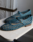 Green Blue Braided Ballerina Flats