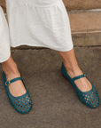 Green Blue Braided Ballerina Flats