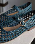 Green Blue Braided Ballerina Flats