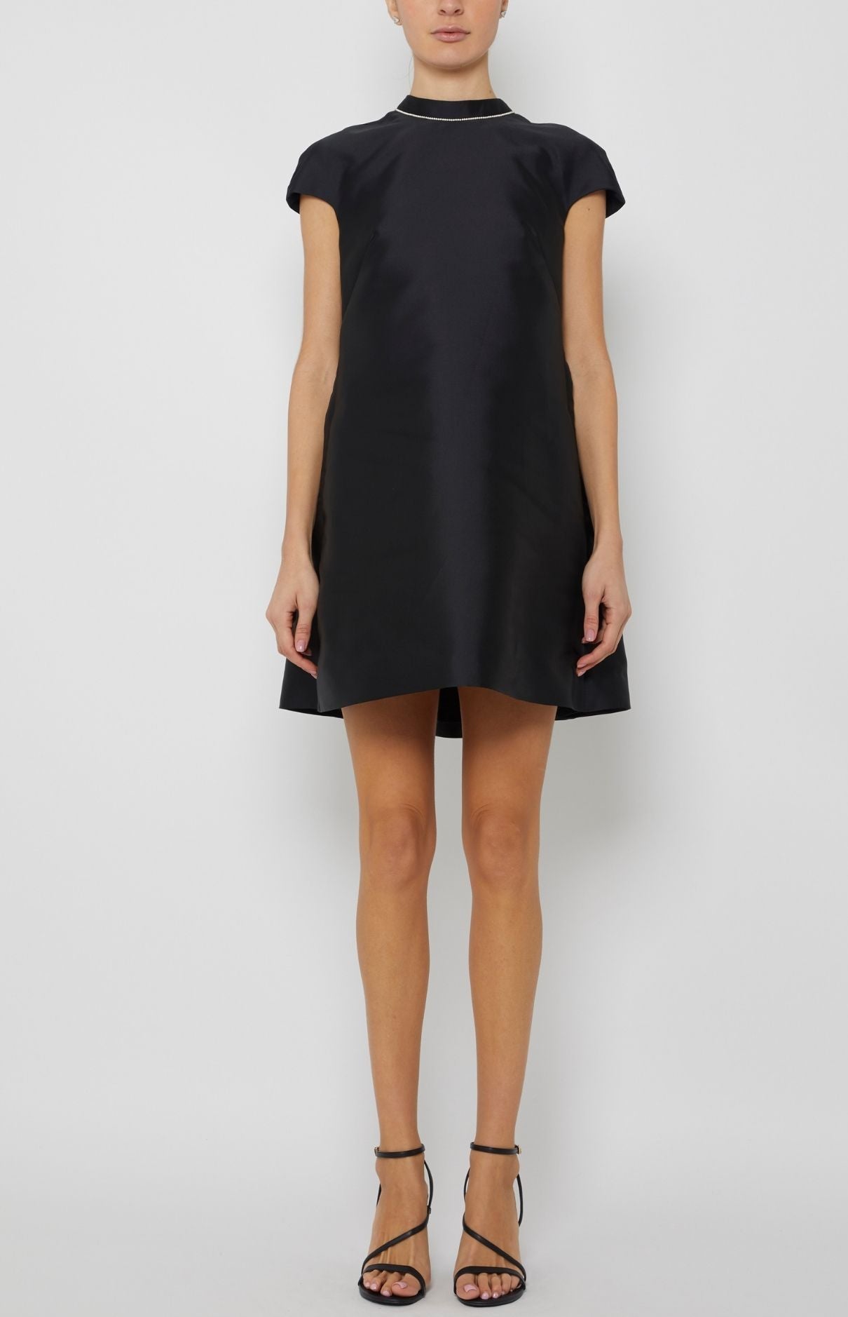 CAP SLEEVE DRESS WITH PLEATED BACK
