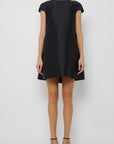 CAP SLEEVE DRESS WITH PLEATED BACK