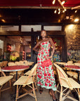 Crimson Rose Column Dress