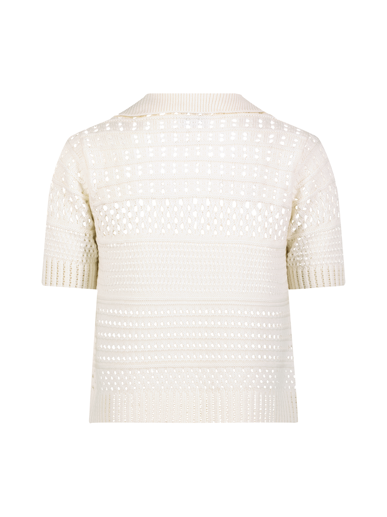 Variegated Knit Mesh Polo Top