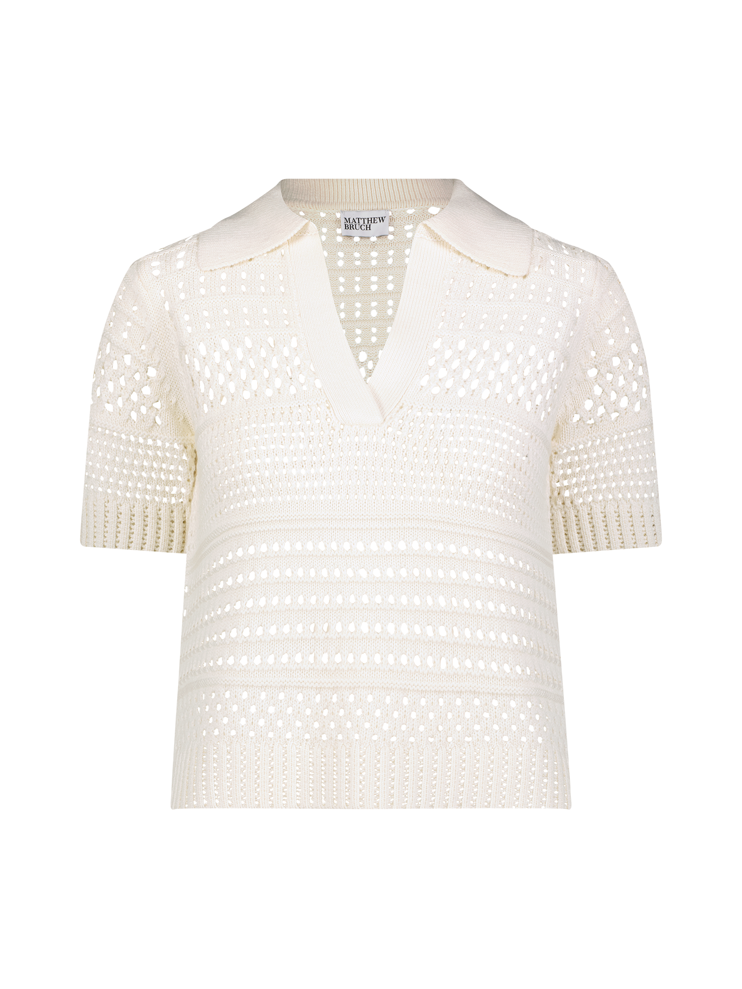 Variegated Knit Mesh Polo Top