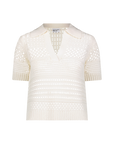 Variegated Knit Mesh Polo Top