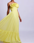 Pleated Strapless Maxi Dress