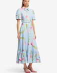 Becca Short Sleeve Midi Dress - Tulip Print in Blue