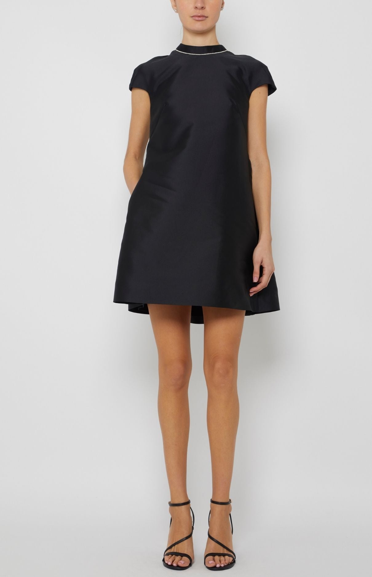 CAP SLEEVE DRESS WITH PLEATED BACK