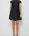 CAP SLEEVE DRESS WITH PLEATED BACK