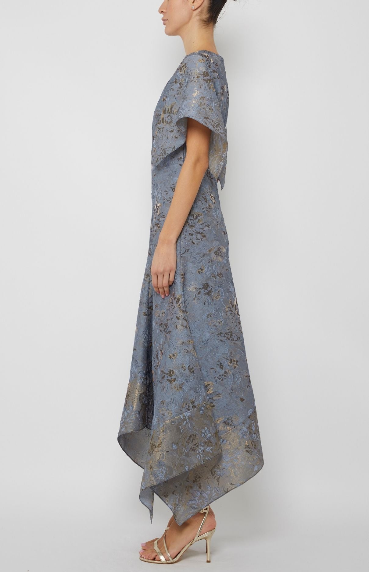 V-NECK DRESS WITH HANDKERCHIEF HEM