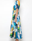 SHORT SLV PLEAT SKIRT MIDI COCKTAIL DRESSS