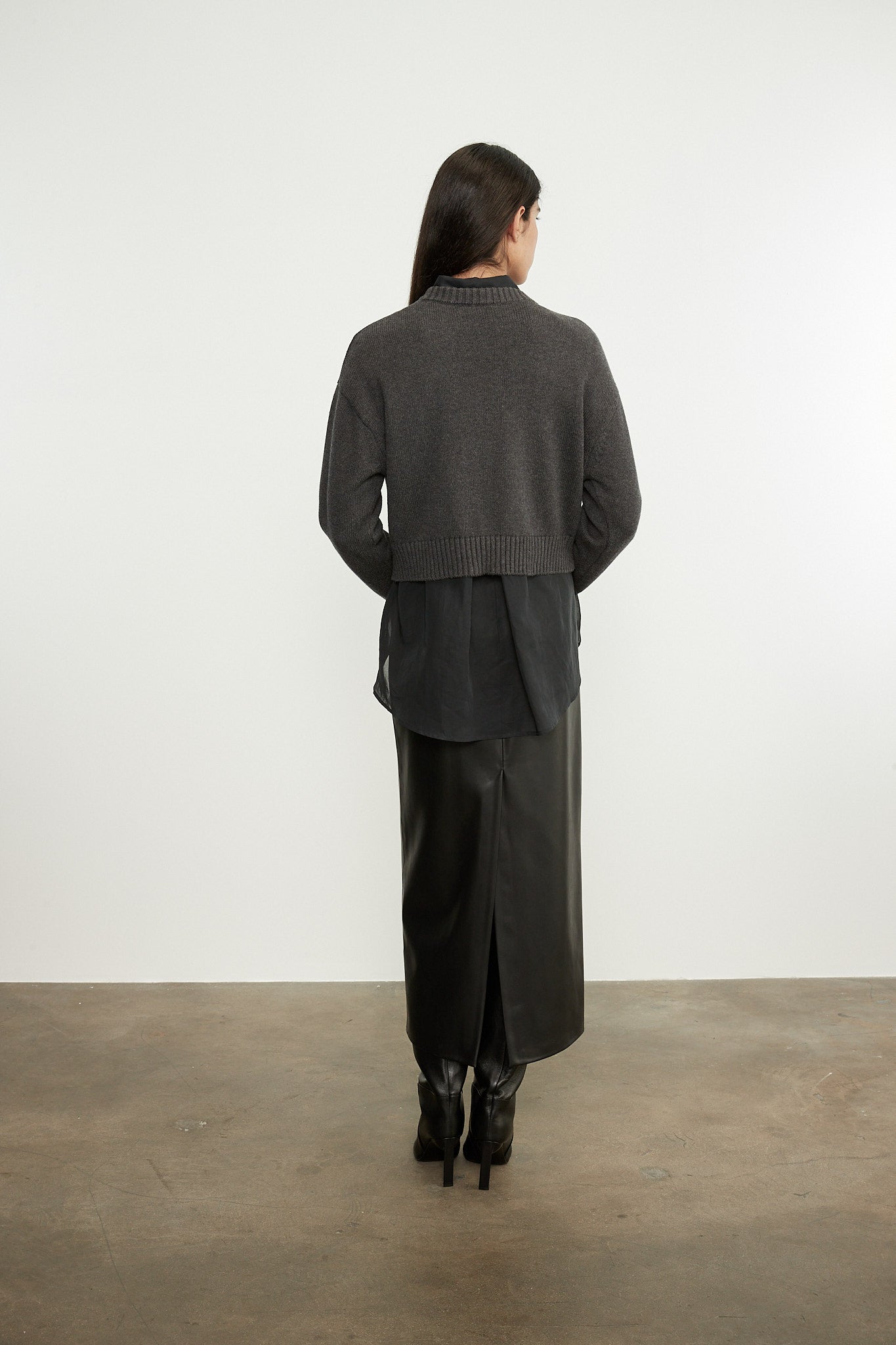 Leather Hi-Waist Curve Skirt