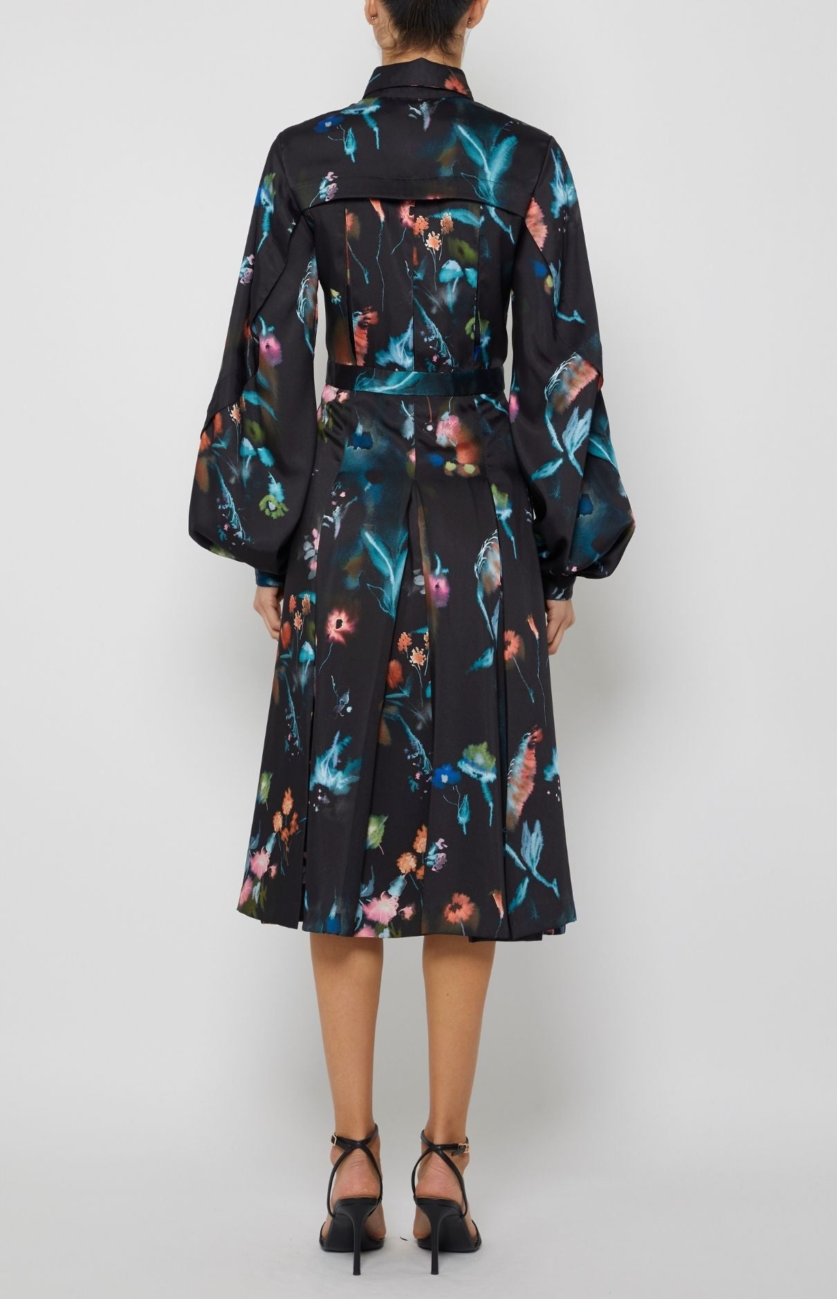 LONG SLEEVE BAND COLLAR SHIRTDRESS 