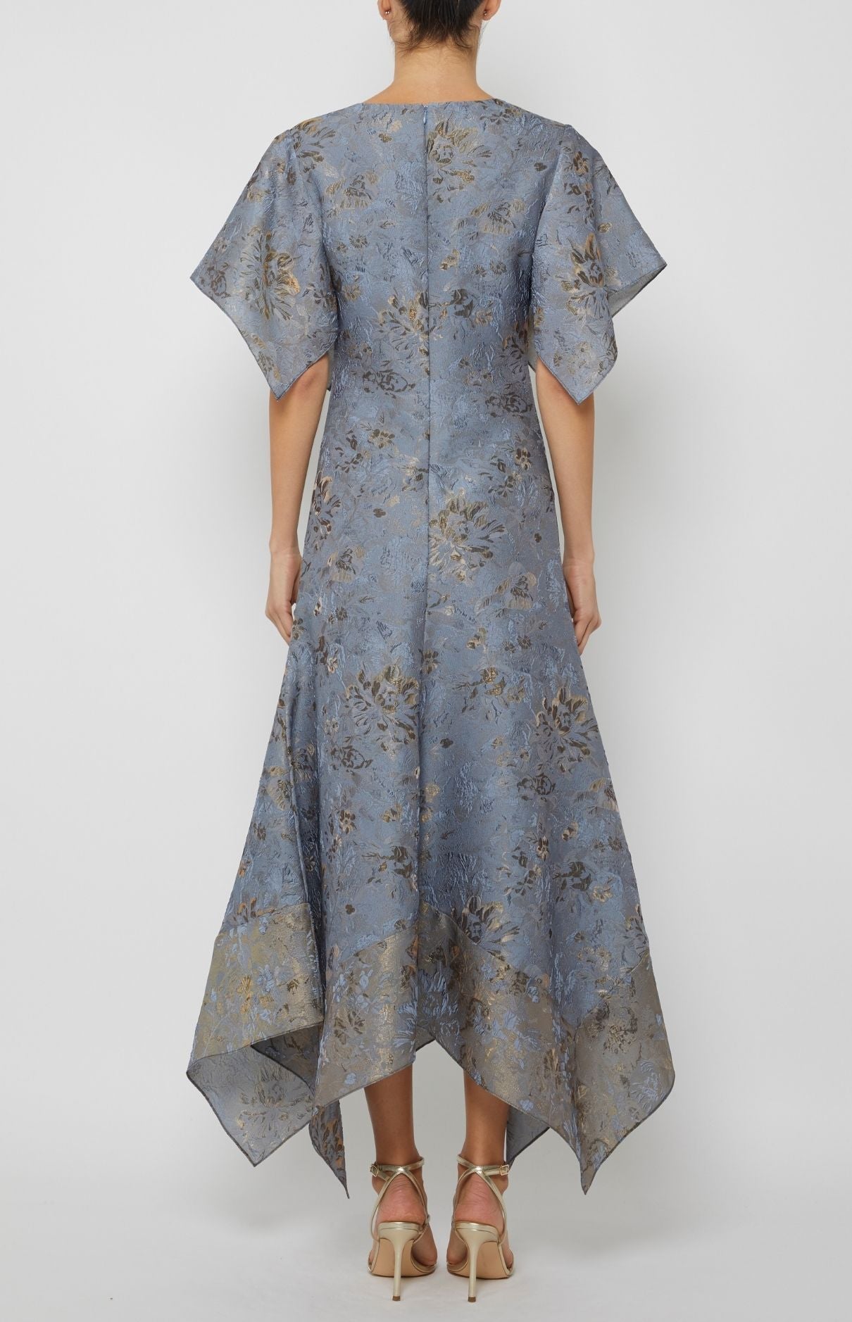 V-NECK DRESS WITH HANDKERCHIEF HEM