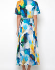 SHORT SLV PLEAT SKIRT MIDI COCKTAIL DRESSS