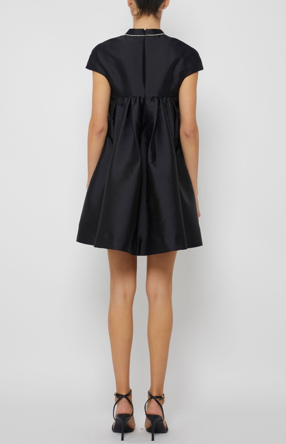 CAP SLEEVE DRESS WITH PLEATED BACK