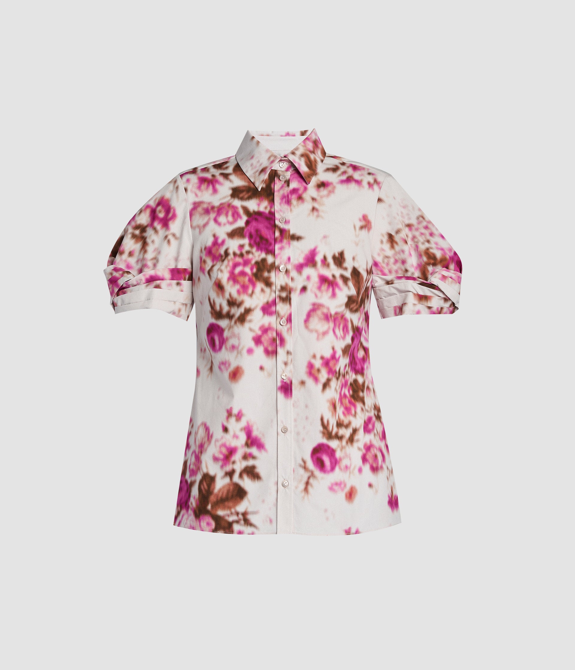 FLORAL PRINT COTTON SHORT SLEEVE SHIRT