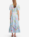 Becca Short Sleeve Midi Dress - Tulip Print in Blue