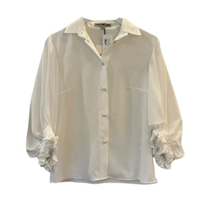 Ruche Cuff Collared Shirt