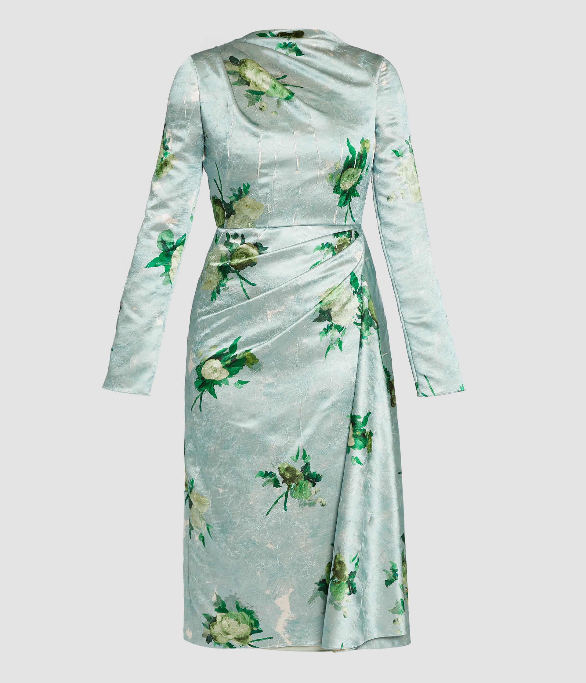LONG SLEEVE DRAPED MIDI DRESS