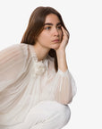 Long Sleeve Silk Chiffon Blouse
