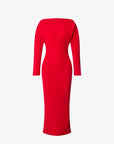 Boatneck Stretch Cady Midi Dress