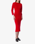 Boatneck Stretch Cady Midi Dress