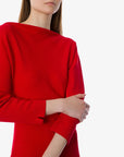 Boatneck Stretch Cady Midi Dress