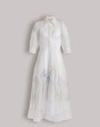 Silk Organza Shirt Dress with Iris Print