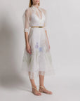 Silk Organza Shirt Dress with Iris Print