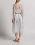 Silk Organza Shirt Dress with Iris Print